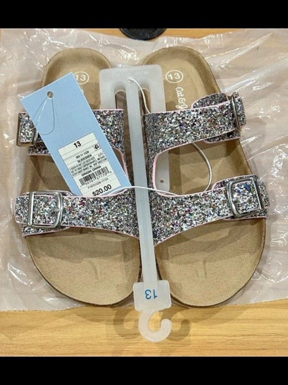Crocs Brooklyn Glitter Sandals Silver US 13 NWT